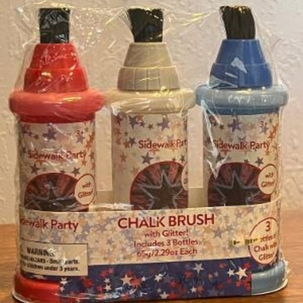 Sidewalk Party Glitter Chalk Brush. Outdoor Sidewalk Chalk  3 Bottles